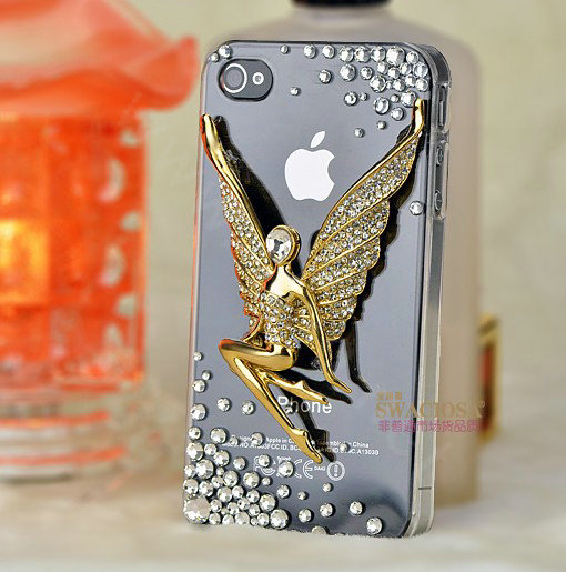 Bling Elf Angel Alloy Rhinestone Crystal DIY Phone Case Cover Deco Kit 56*80mm - Champagne