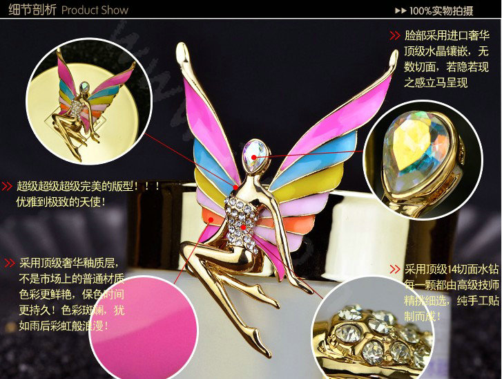 Bling Elf Angel Alloy Rhinestone Crystal DIY Phone Case Cover Deco Kit 56*80mm - Color