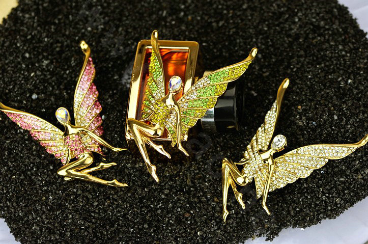 Bling Elf Angel Alloy Rhinestone Crystal DIY Phone Case Cover Deco Kit 56*80mm - Gold