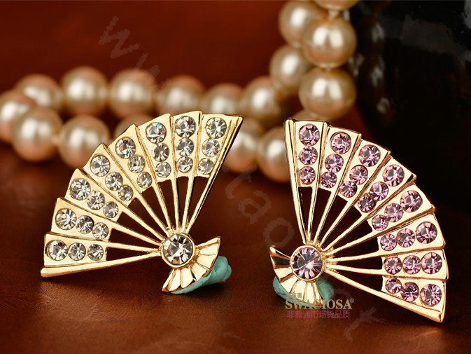 Bling Fan Alloy Crystal Rhinestone DIY Phone Case Cover Deco Kit 45*30mm - White