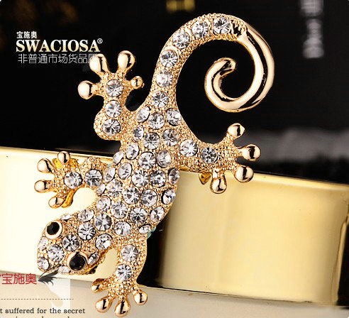 Bling Gecko Alloy Rhinestone Crystal DIY Phone Case Cover Deco Kit 72*45mm - Gold