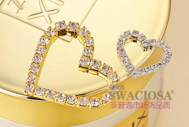 Bling Heart Alloy Crystal Rhinestone DIY Phone Case Cover Deco Kit 48*46mm - Gold