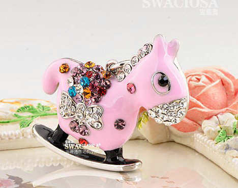 Bling Horse Alloy Rhinestone Crystal DIY Phone Case Cover Deco Kit 48*45mm - Pink