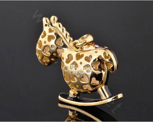 Bling Horse Alloy Rhinestone Crystal DIY Phone Case Cover Deco Kit 48*45mm - Pink