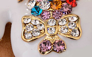 Bling Horse Alloy Rhinestone Crystal DIY Phone Case Cover Deco Kit 48*45mm - White
