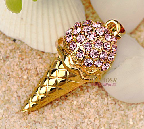 Bling Ice cream Alloy Crystal Rhinestone DIY Phone Case Cover Deco Kit 40*20mm - Pink