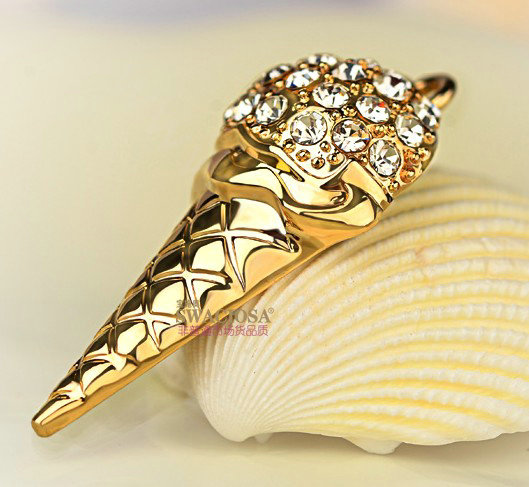 Bling Ice cream Alloy Crystal Rhinestone DIY Phone Case Cover Deco Kit 40*20mm - White