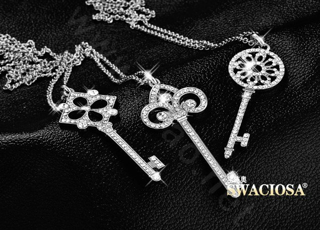 Bling Key Alloy Metal Rhinestone Crystal DIY Phone Case Cover Deco Kit 26*77mm - White
