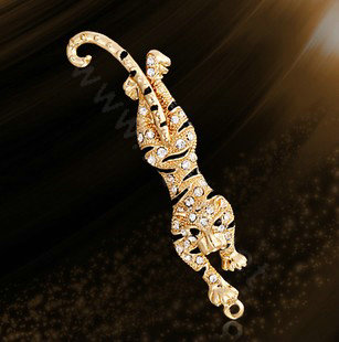Bling Leopard Alloy Rhinestone Crystal DIY Phone Case Cover Deco Kit 83*25mm - Gold