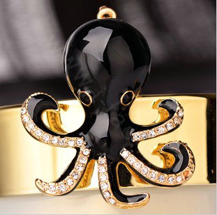 Bling Octopus Alloy Crystal Rhinestone DIY Phone Case Cover Deco Kit - Black