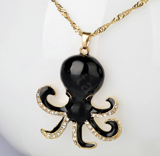 Bling Octopus Alloy Crystal Rhinestone DIY Phone Case Cover Deco Kit - Black