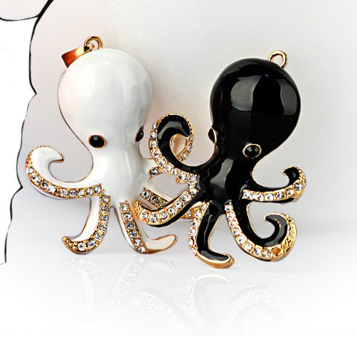 Bling Octopus Alloy Crystal Rhinestone DIY Phone Case Cover Deco Kit - Black