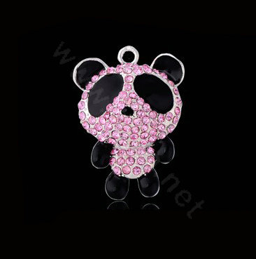 Bling Panda Alloy Crystal Rhinestone DIY Phone Case Cover Deco Kit 37*48mm - Pink