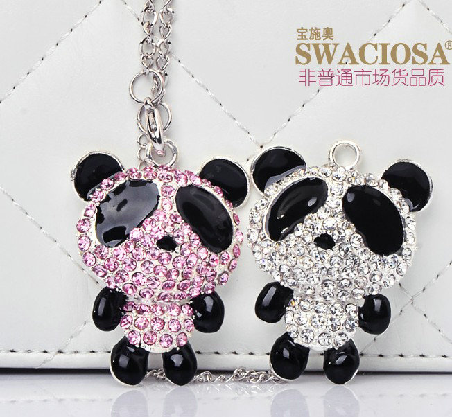 Bling Panda Alloy Crystal Rhinestone DIY Phone Case Cover Deco Kit 37*48mm - Pink