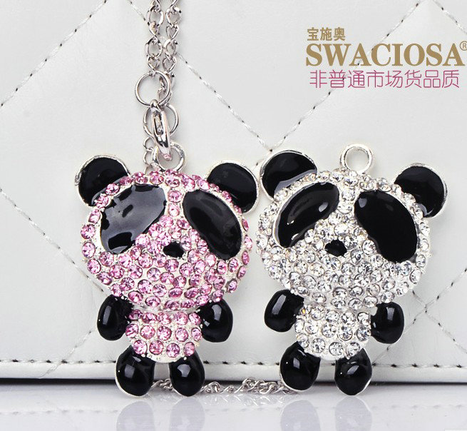 Bling Panda Alloy Crystal Rhinestone DIY Phone Case Cover Deco Kit 37*48mm - White