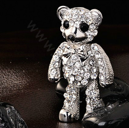 Bling Panda Alloy Crystal Rhinestone DIY Phone Case Cover Deco Kit 69*34mm - White