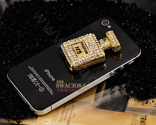 Bling Parfum bottle Alloy Crystal Rhinestone DIY Phone Case Cover Deco Kit 30*50mm - Gold