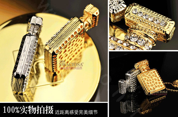 Bling Parfum bottle Alloy Crystal Rhinestone DIY Phone Case Cover Deco Kit 30*50mm - Gold