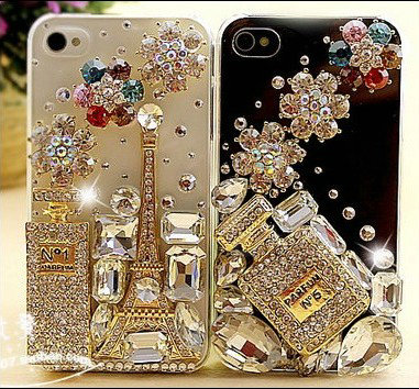 Bling Parfum bottle Alloy Crystal Rhinestone DIY Phone Case Cover Deco Kit 30*50mm - White