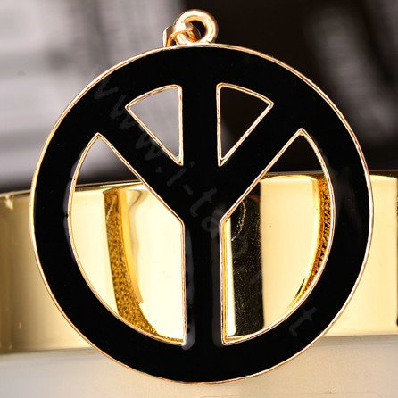 Bling Peace marked Alloy Crystal Pendant DIY Phone Case Cover Deco Kit 47mm - Black