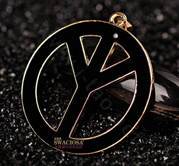 Bling Peace marked Alloy Crystal Pendant DIY Phone Case Cover Deco Kit 47mm - Black