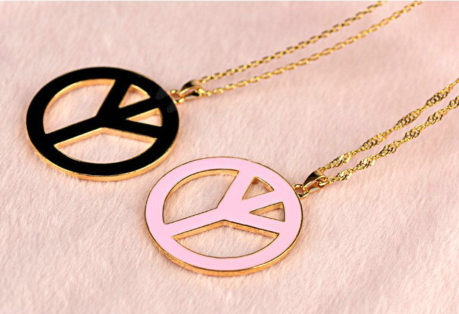 Bling Peace marked Alloy Crystal Pendant DIY Phone Case Cover Deco Kit 47mm - Pink