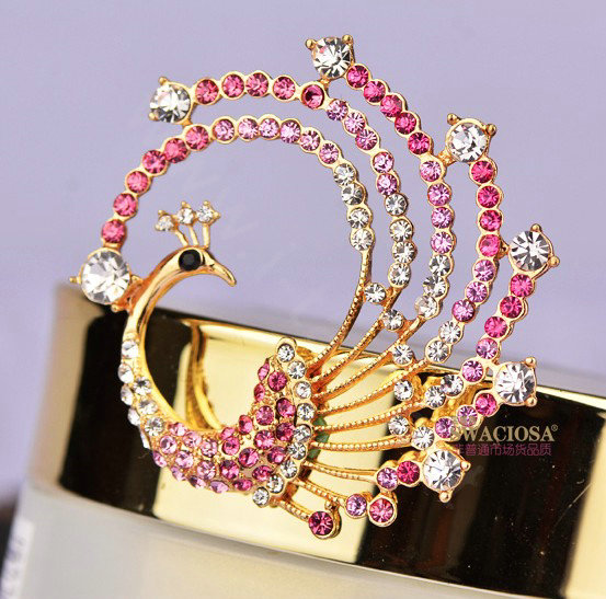 Bling Phoenix Alloy Crystal Rhinestone DIY Phone Case Cover Deco Kit 45*44mm - Pink