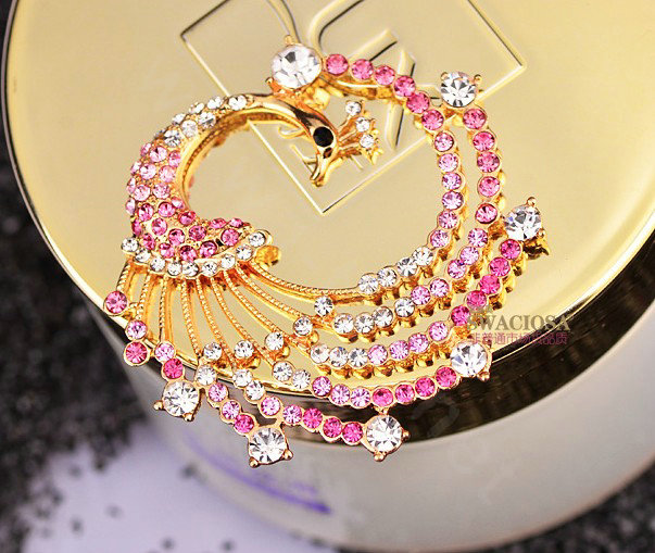 Bling Phoenix Alloy Crystal Rhinestone DIY Phone Case Cover Deco Kit 45*44mm - Pink