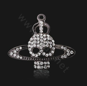 Bling Saturn Skull Alloy Rhinestone Crystal DIY Phone Case Cover Deco Kit - Black