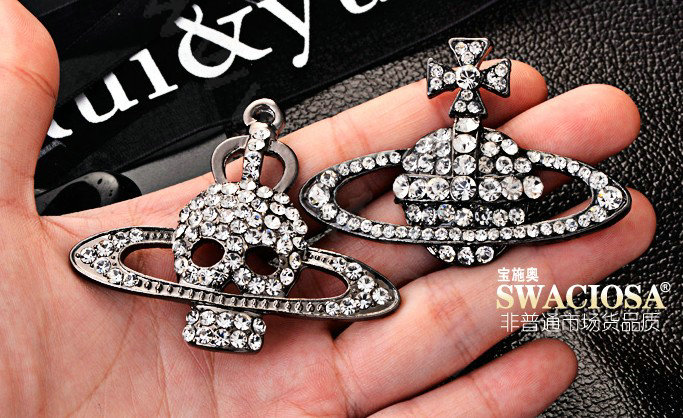 Bling Saturn Skull Alloy Rhinestone Crystal DIY Phone Case Cover Deco Kit - Black