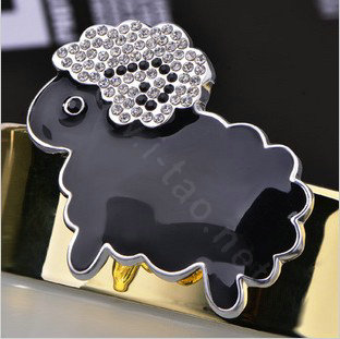 Bling Sheep Alloy Crystal Rhinestone DIY Phone Case Cover Deco Kit - Black