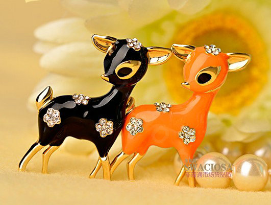 Bling Sika deer Alloy Crystal Rhinestone DIY Phone Case Cover Deco Kit 40*35mm - Orange