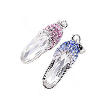 Bling shoes Alloy Rhinestone Crystal DIY Phone Case Cover Deco Kit 37*12mm - Blue