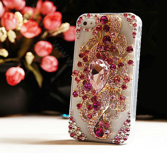 Bling Angel Eyes Alloy Crystal Rhinestone DIY Phone Case Cover Deco Den Kit - Blue