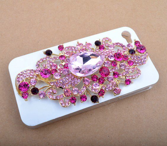 Bling Angel Eyes Alloy Crystal Rhinestone DIY Phone Case Cover Deco Den Kit - Rose