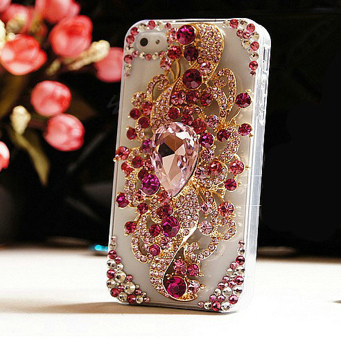 Bling Angel Eyes Alloy Crystal Rhinestone DIY Phone Case Cover Deco Den Kit - Rose