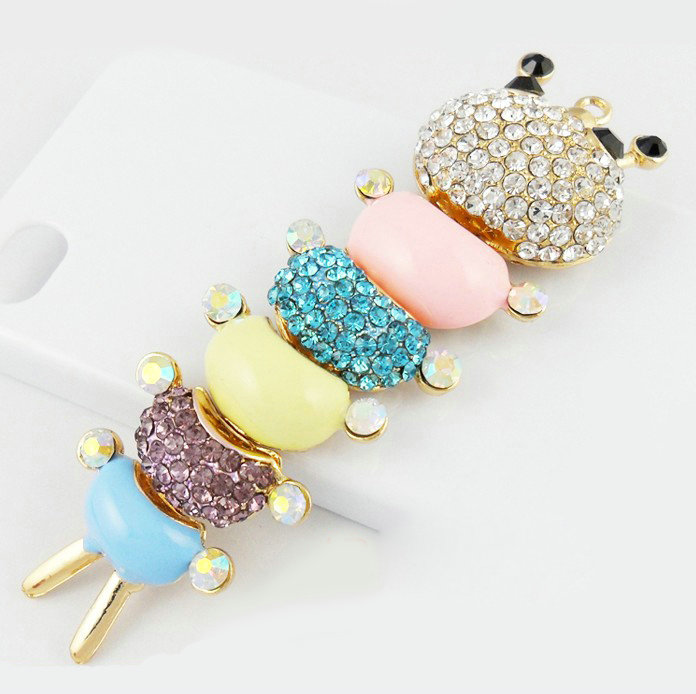 Bling Centipede Alloy Crystal Rhinestone DIY Phone Case Cover Deco Den Kit 31*104mm - Color
