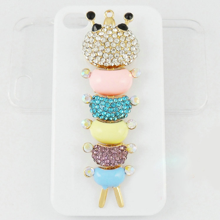 Bling Centipede Alloy Crystal Rhinestone DIY Phone Case Cover Deco Den Kit 31*104mm - Color