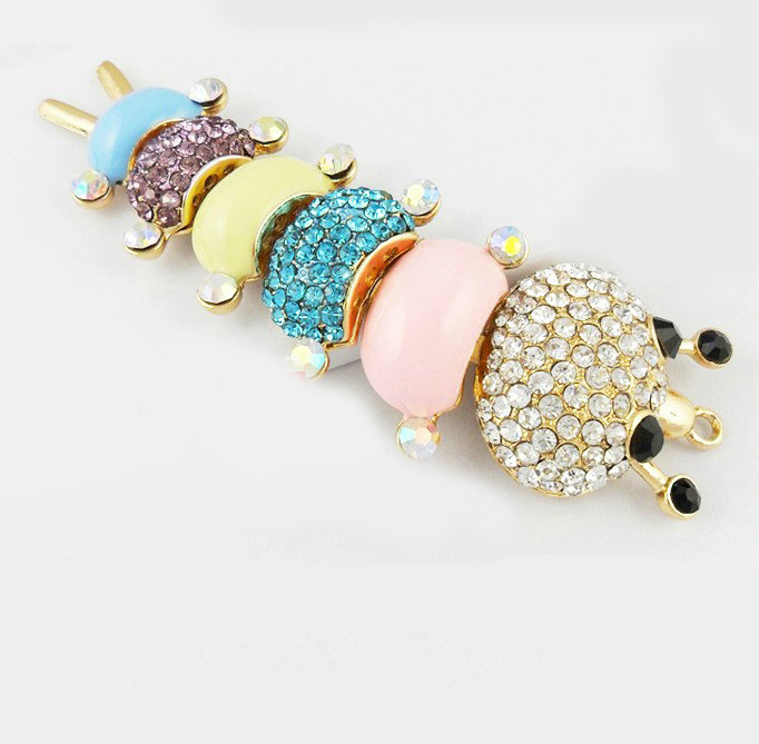 Bling Centipede Alloy Crystal Rhinestone DIY Phone Case Cover Deco Den Kit 31*104mm - Color