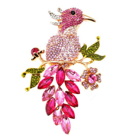 Bling Lark Bird Alloy Crystal Rhinestone DIY Phone Case Cover Deco Den Kit 66*97mm - Pink