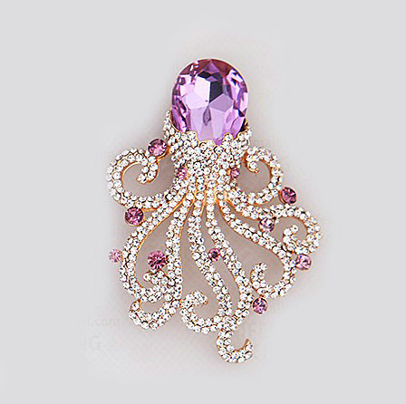 Bling Octopus Alloy Rhinestone Crystal DIY Phone Case Cover Deco Den Kit - Purple