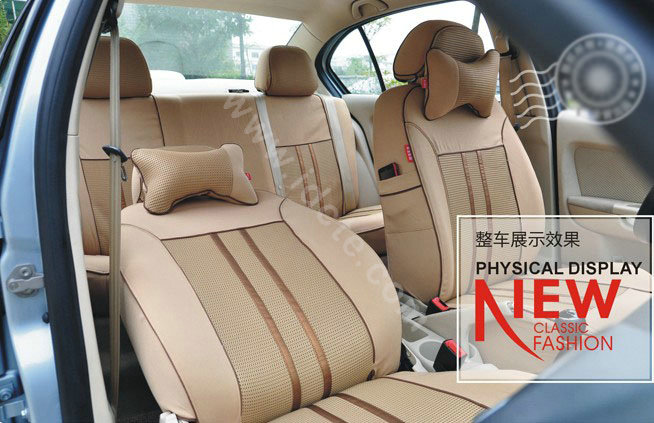 VV Stripe cotton Custom Auto Car Seat Cover Set - Beige Brown