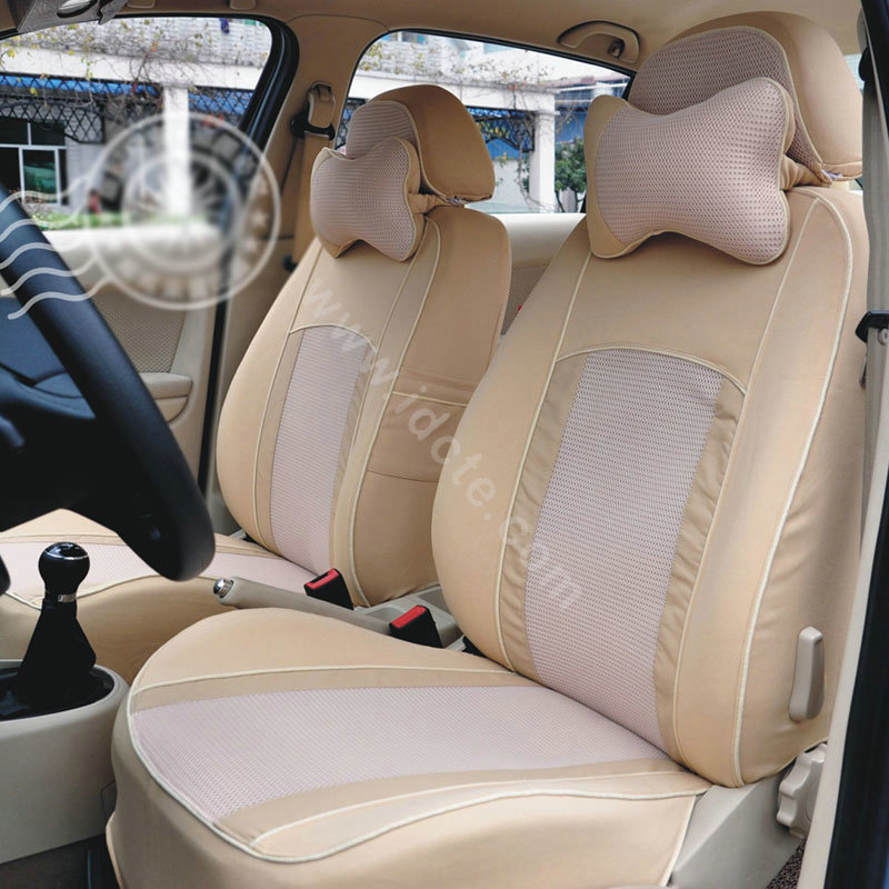 VV Stripe cotton Custom Auto Car Seat Cover Set - Beige Gray