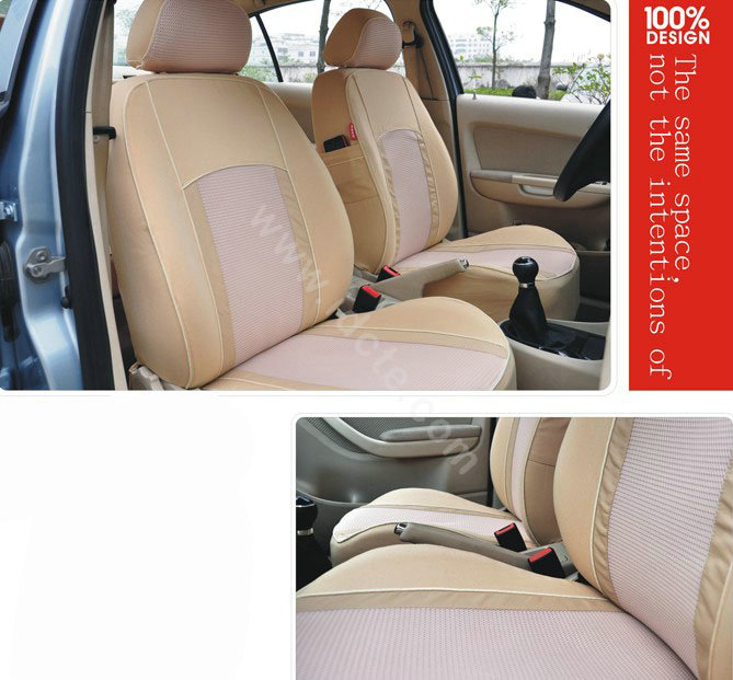 VV Stripe cotton Custom Auto Car Seat Cover Set - Beige Gray
