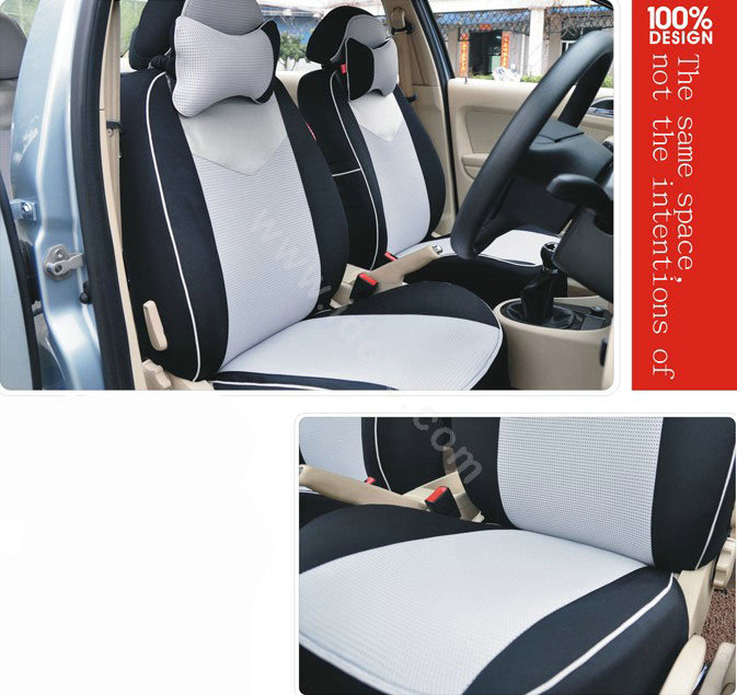 VV Stripe cotton Custom Auto Car Seat Cover Set - Black Gray