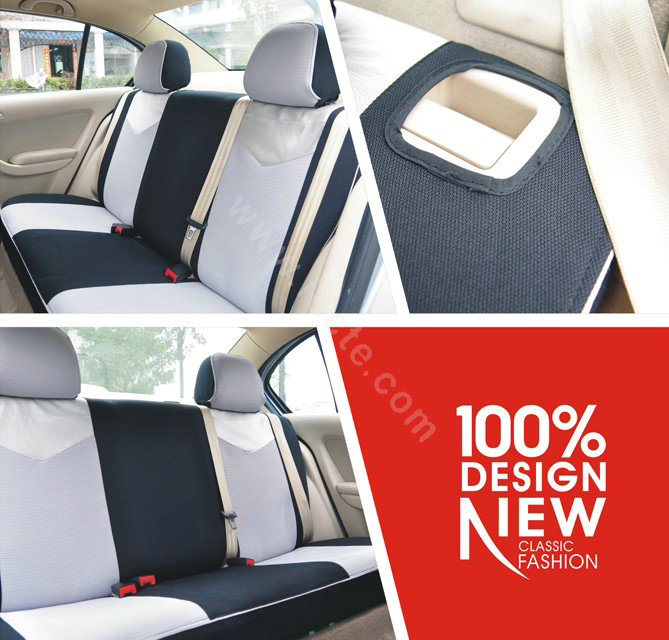 VV Stripe cotton Custom Auto Car Seat Cover Set - Black Gray