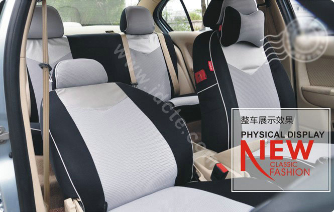 VV Stripe cotton Custom Auto Car Seat Cover Set - Black Gray