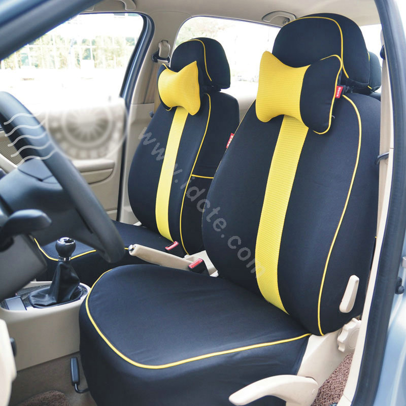 VV Stripe cotton Custom Auto Car Seat Cover Set - Black Yellow