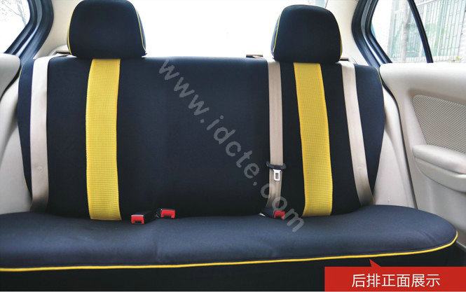 VV Stripe cotton Custom Auto Car Seat Cover Set - Black Yellow