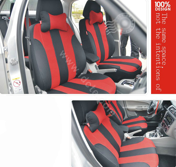 VV Stripe cotton Custom Auto Car Seat Cover Set - Red Black